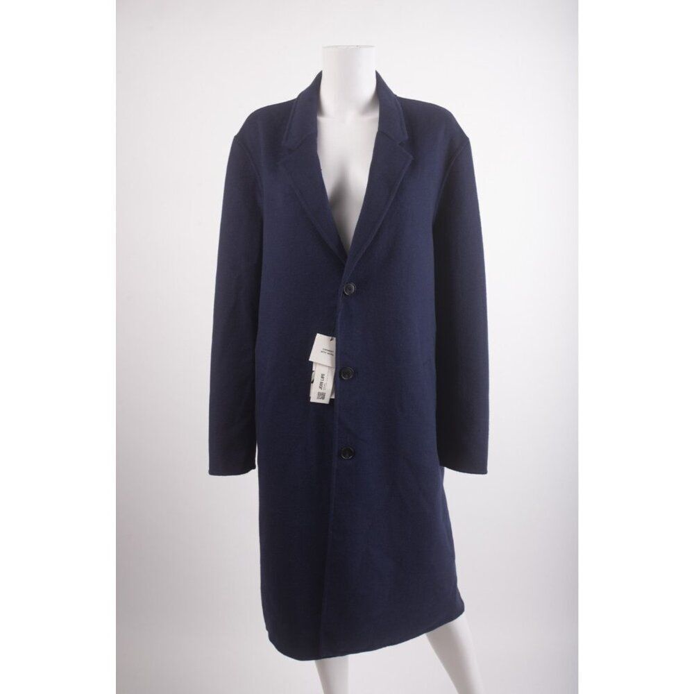 Zara Womans Overcoat Coat Size XL Navy Blue Wool Blend 8491/400 NWT